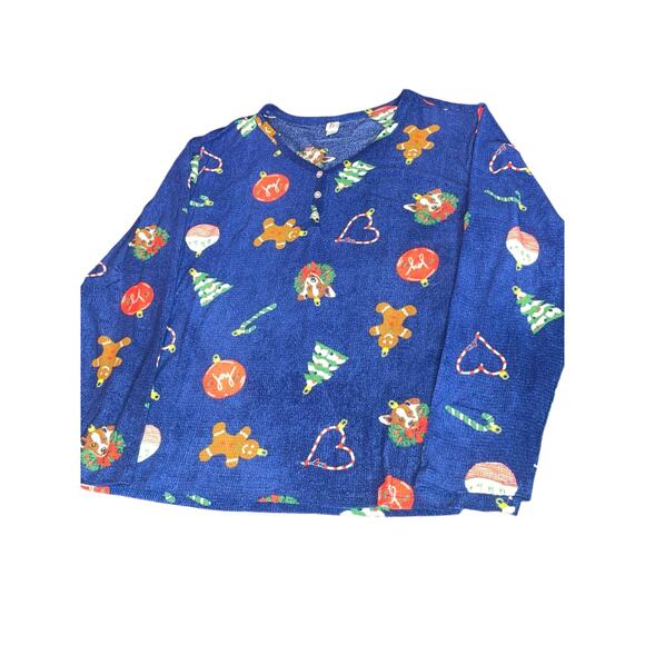 Christmas Holiday Pajama Set Large Gingerbread Ornament Tree Lounge Top Bottom - Picture 5 of 13